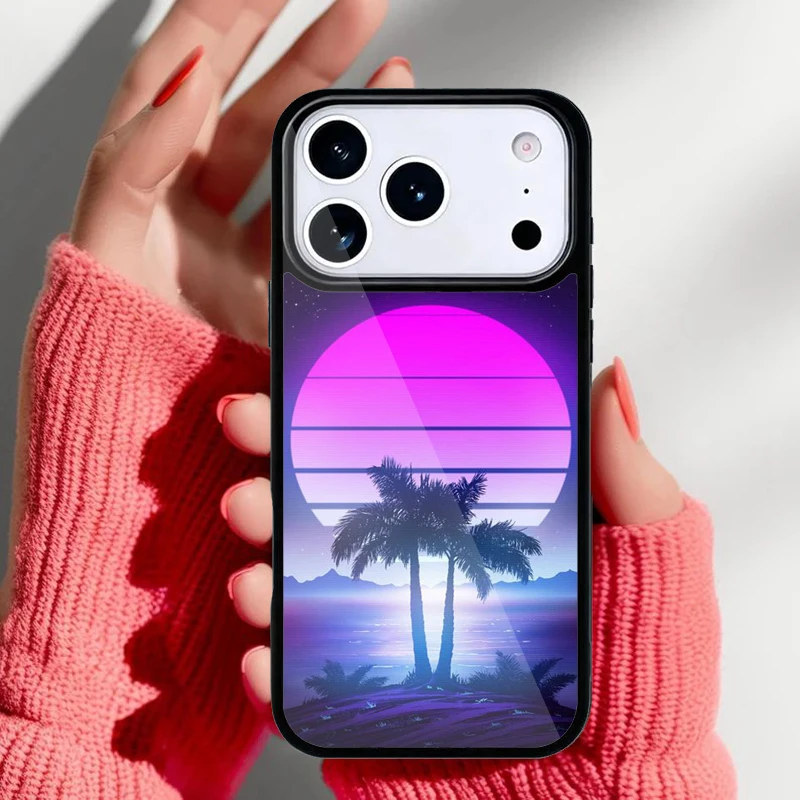 Vista trasera completa del diseño neon en iPhone 14 Pro Max