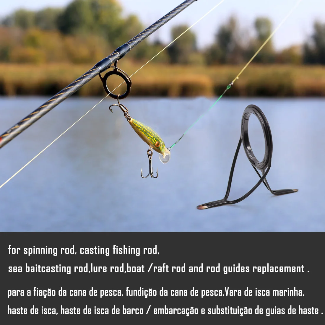 Guía instalada en caña de baitcasting