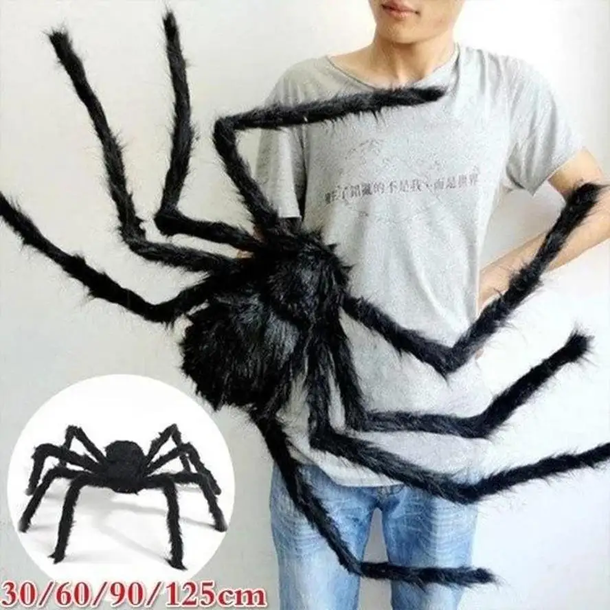 Araña de peluche gigante de Halloween, decoración suave interior - imagen 3