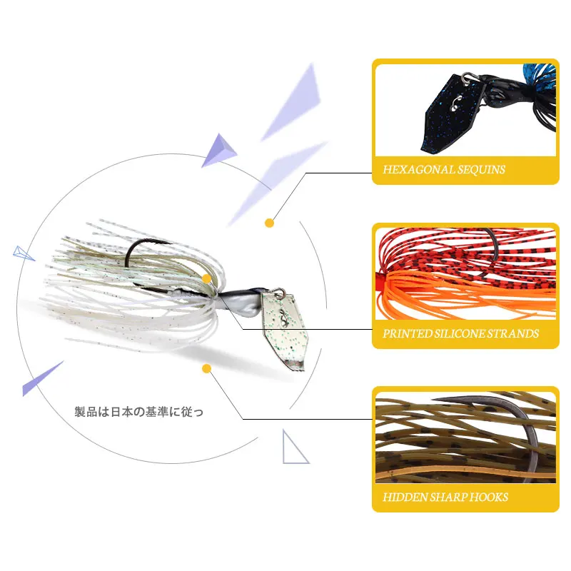 LETOYO Chatterbait con cuchilla y anzuelo de aguja para lucio y lubina