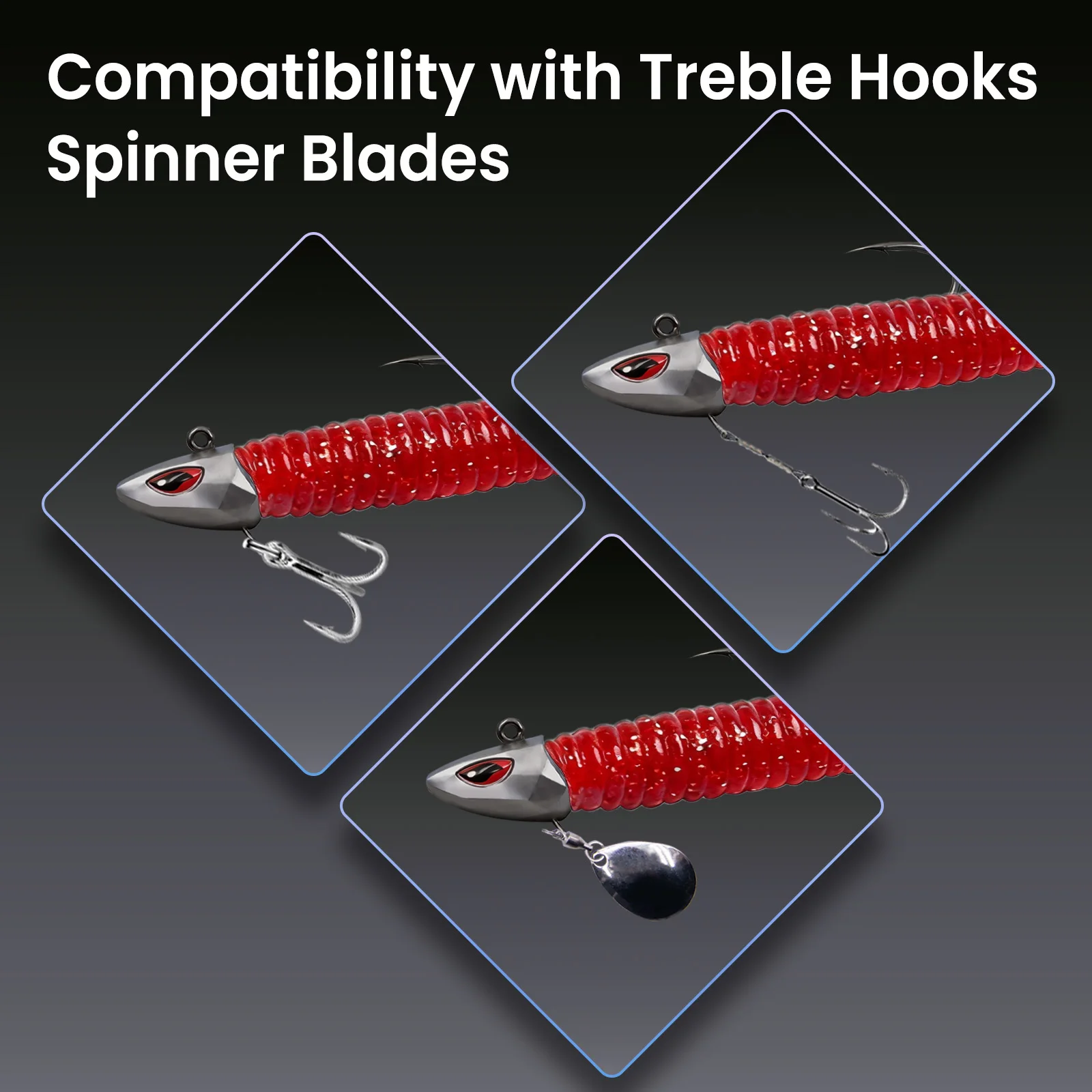 Cabezas de Jig para vinilo FishTrip con ojos 3D rojos – lubina - imagen 3