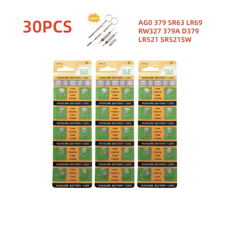 Pilas botón AG0 379 SR63 LR69 1.5V alcalinas para reloj