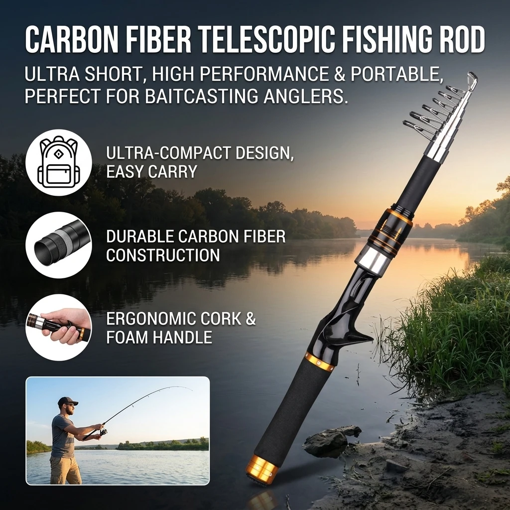 Caña de pesca telescópica de carbono para spinning y casting - imagen 5