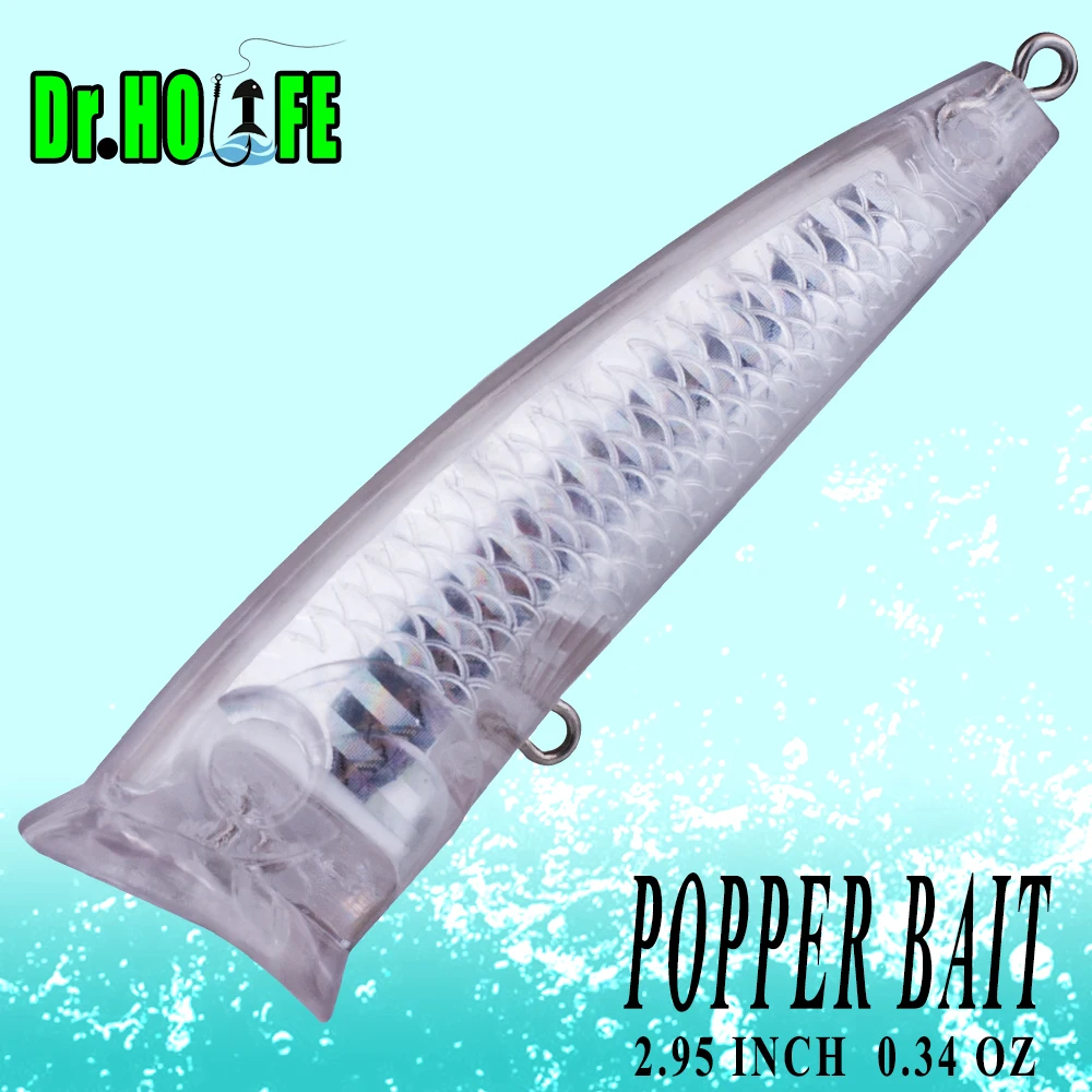 Señuelos Popper sin pintar Dr.Holife – Cuerpo duro artificial - imagen 5