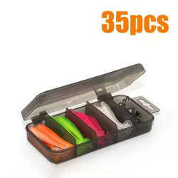 Set 35 Señuelos Blandos Cola en T con Caja – Equipos y Atriles de Pesca