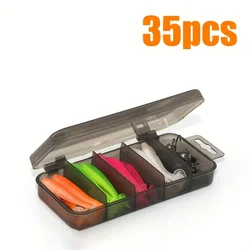 Set 35 Señuelos Blandos Cola en T con Caja – Equipos y Atriles de Pesca