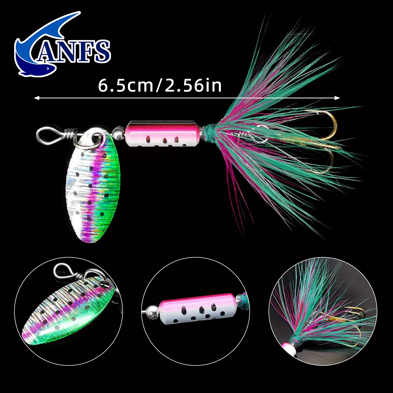 ANFS Spinner señuelo para salmón lubina y trucha – Agua dulce y salada - imagen 2