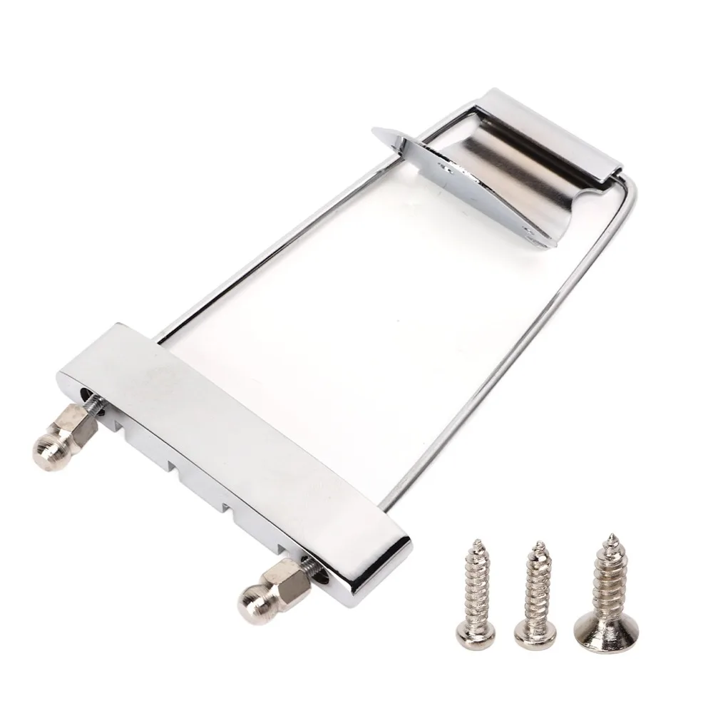 Puente de cola trapezoidal cromado metálico para guitarra plata - imagen 4