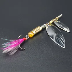 WALK FISH Cuchara giratoria plateada con lentejuelas y triple