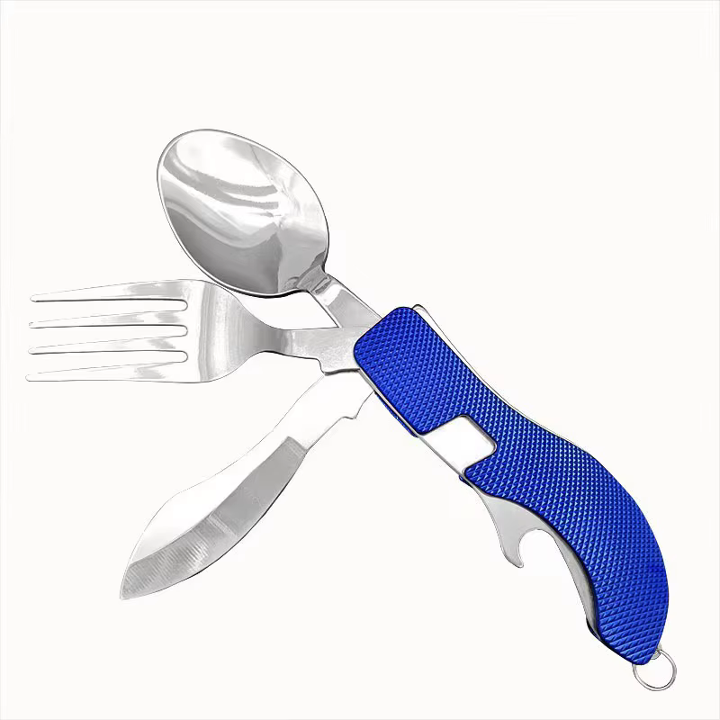 Set Cubertería Plegable Acero Inoxidable para Camping y Pesca - imagen 5