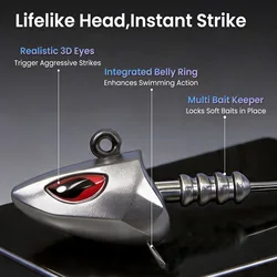 Cabezas de Jig para vinilo FishTrip con ojos 3D rojos – lubina