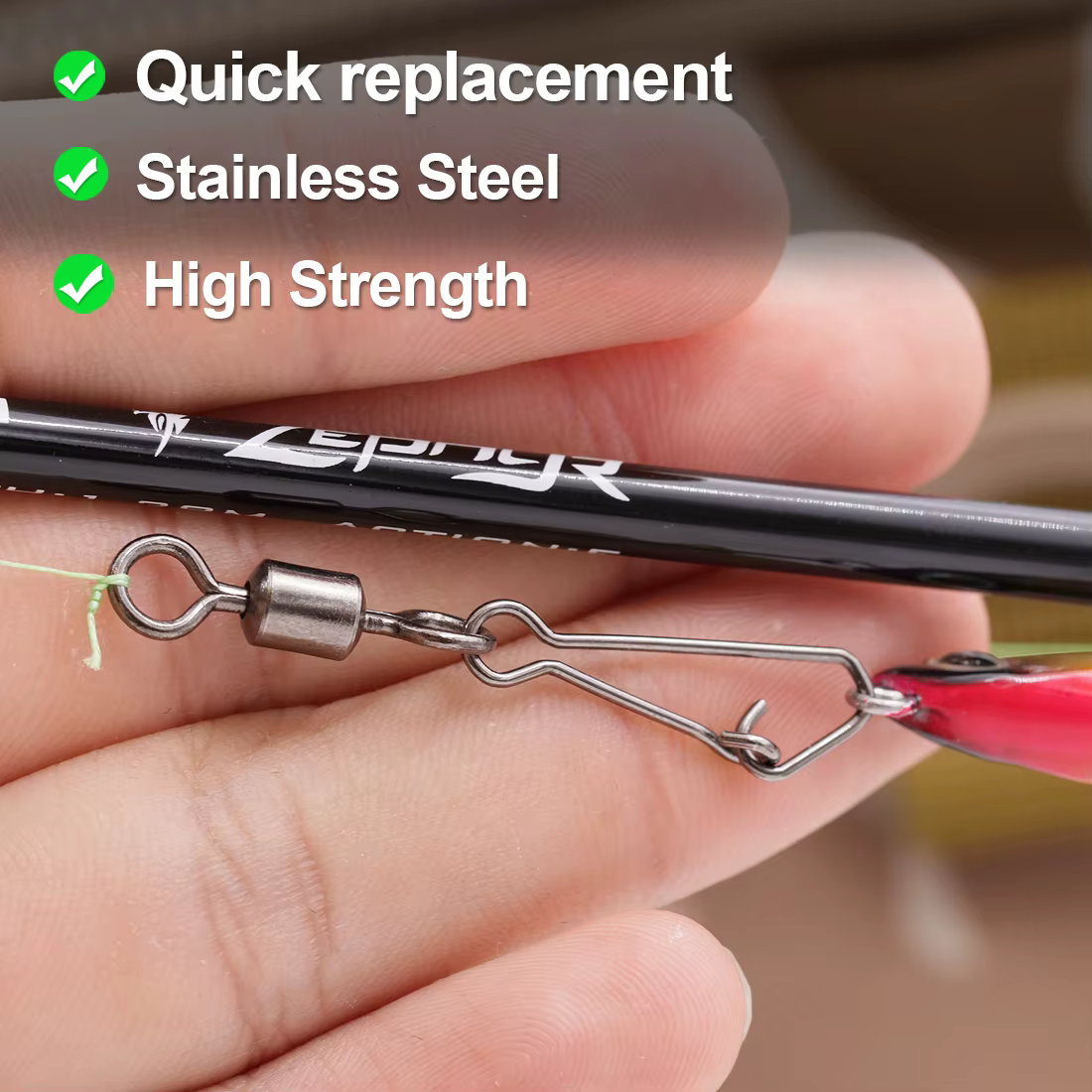 FishTrip Broche Giratorio Mosquetón – Conector Pesca Acero Inox - imagen 5
