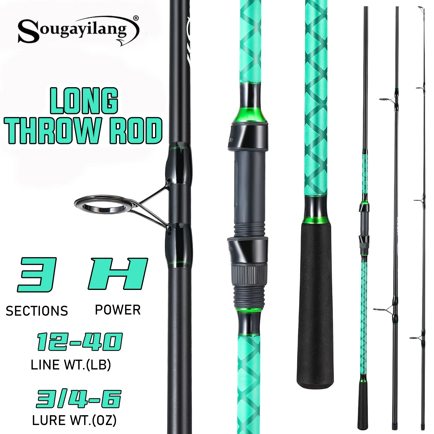 Caña de surfcasting Sougayilang de fibra de carbono alta calidad - imagen 3