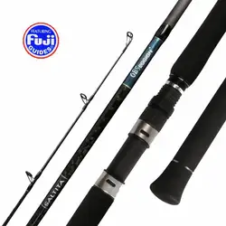 Caña slow jigging de carbono con anillas Fuji y portacarretes