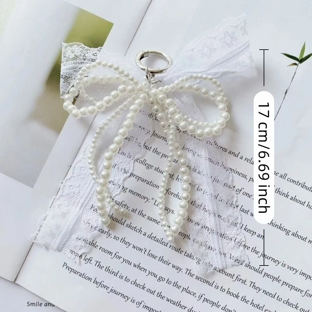 Llavero con lazo blanco estilo Y2K para bolso y llaves - imagen 5