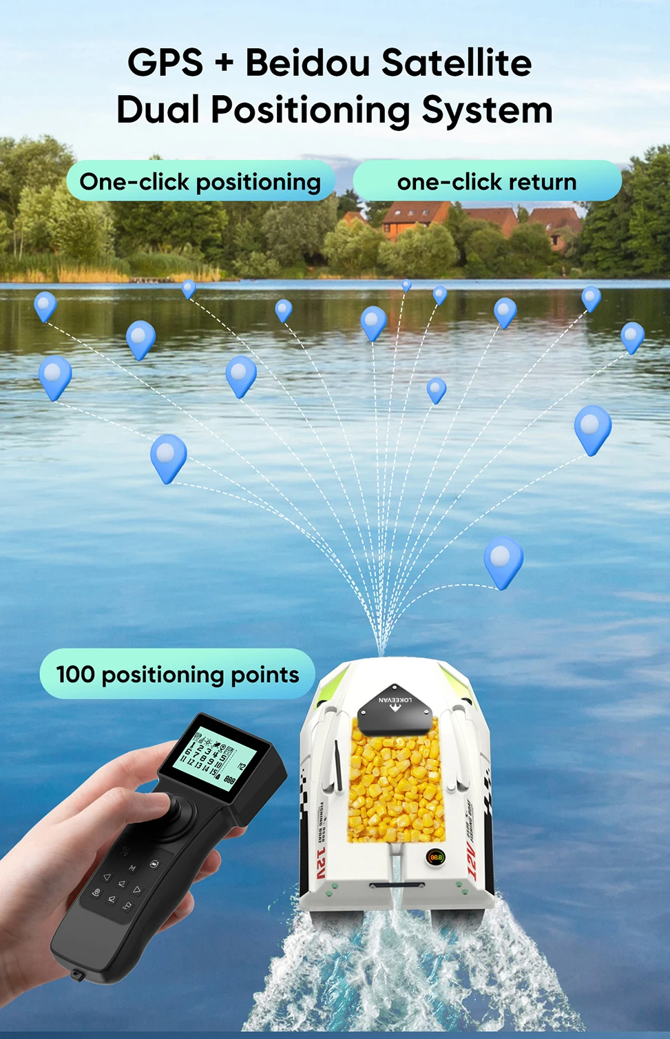 LOKEEVAN D50B Barco cebador GPS alta velocidad 12V con Beidou - imagen 2