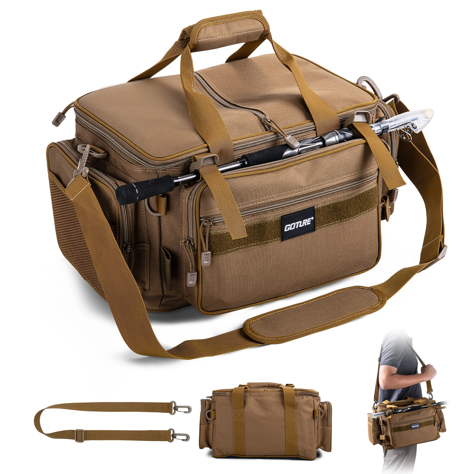Bolsa impermeable cañas Goture Oxford 600D con compartimento y soporte - imagen 3