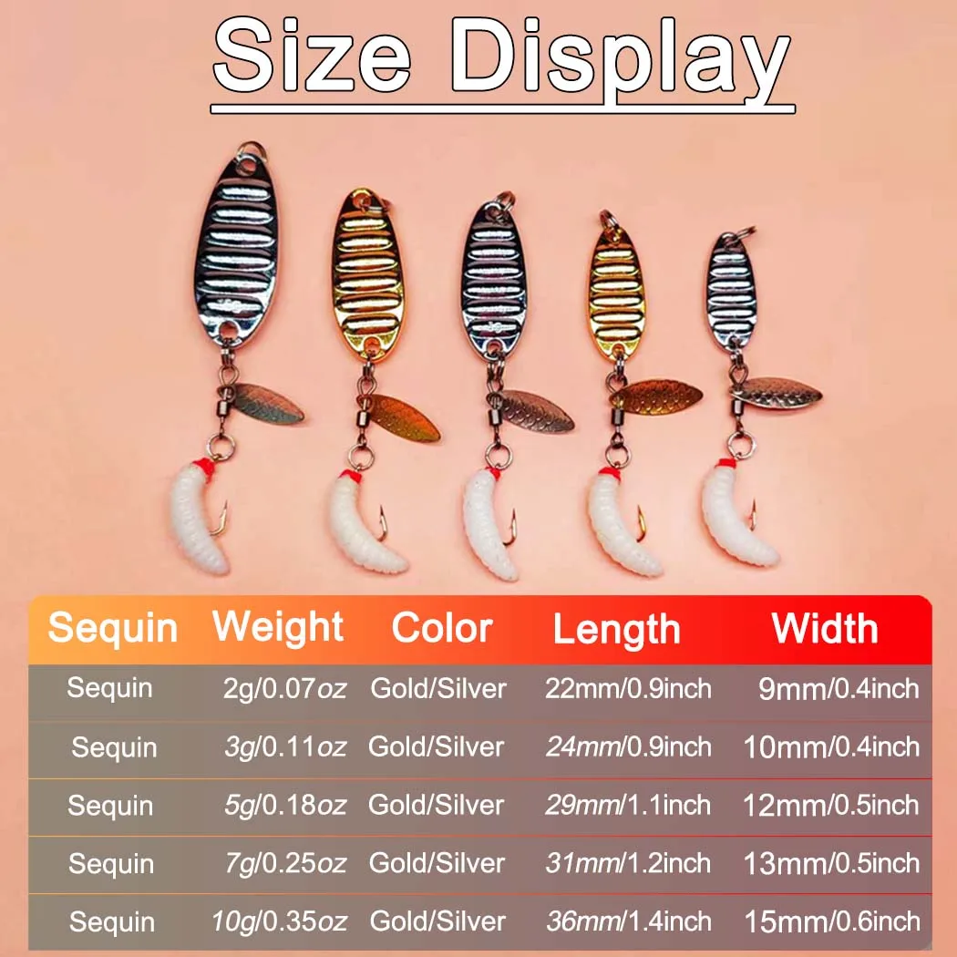 Cucharas jigging spinner con lentejuelas para trucha y salmón - imagen 2