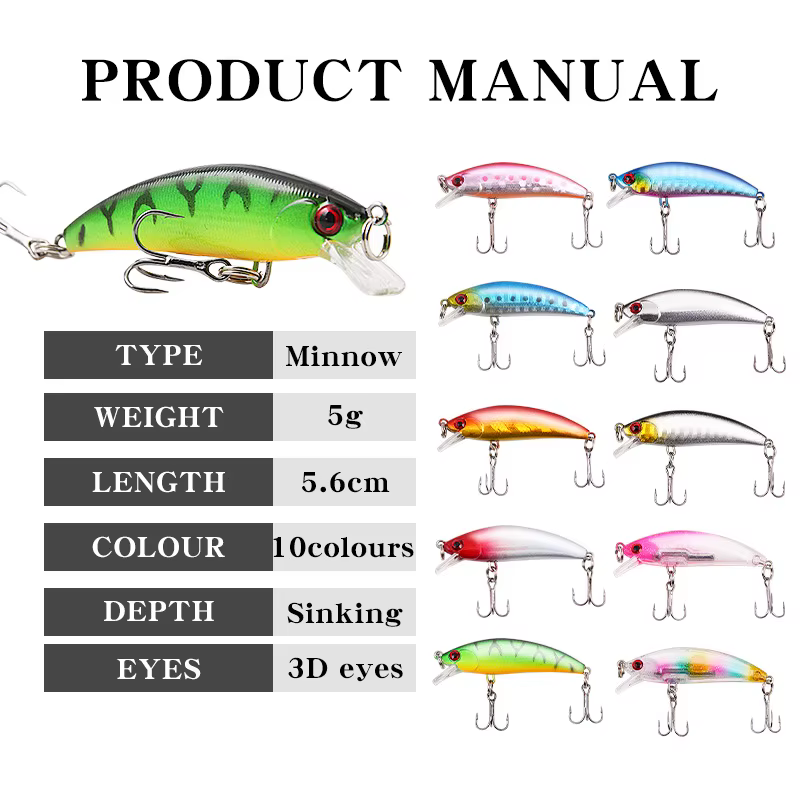 Señuelo minnow hundido para pesca de bass - imagen 2