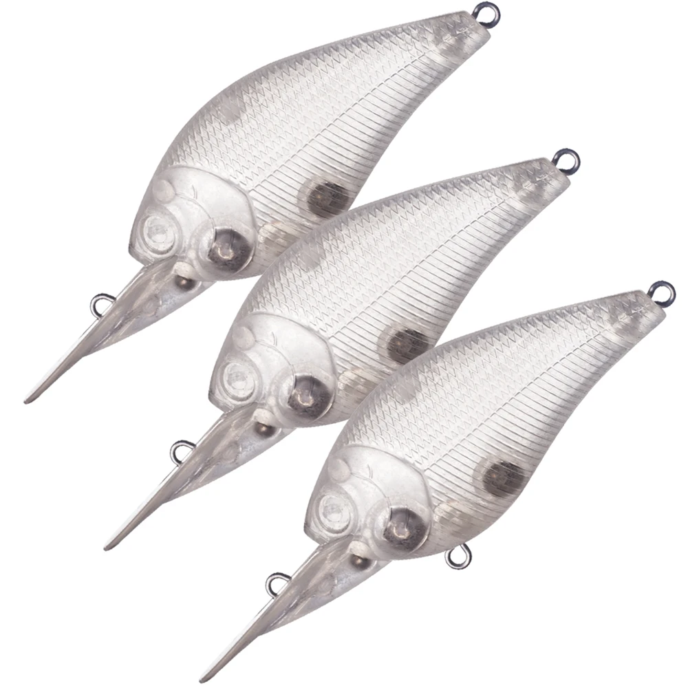 Crankbait sin pintar, cuerpo flotante y sin ojos