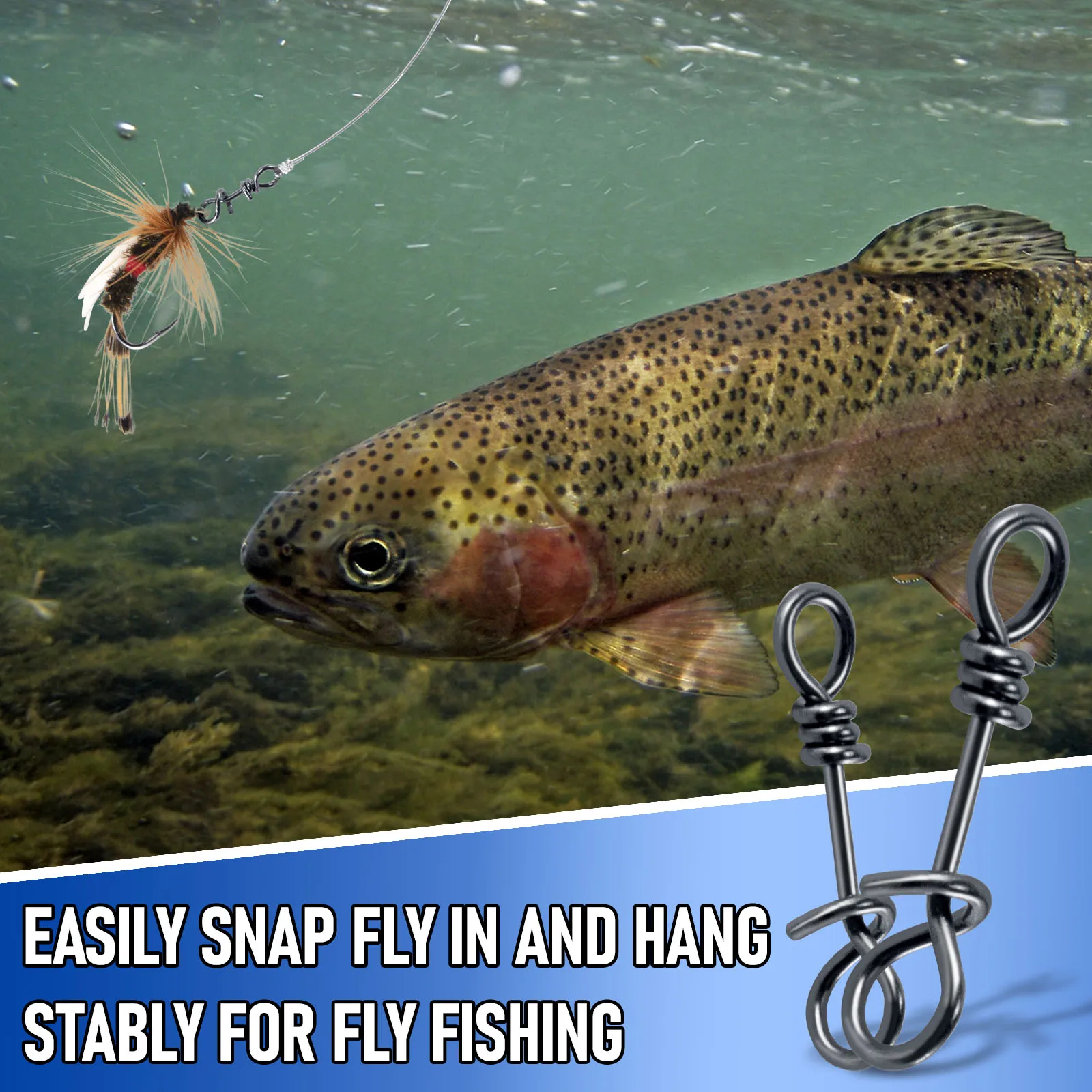 Clip giratorio cambio rápido acero inoxidable para pesca mosca - imagen 3