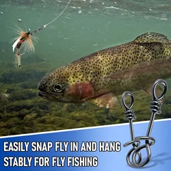 Clip giratorio cambio rápido acero inoxidable para pesca mosca
