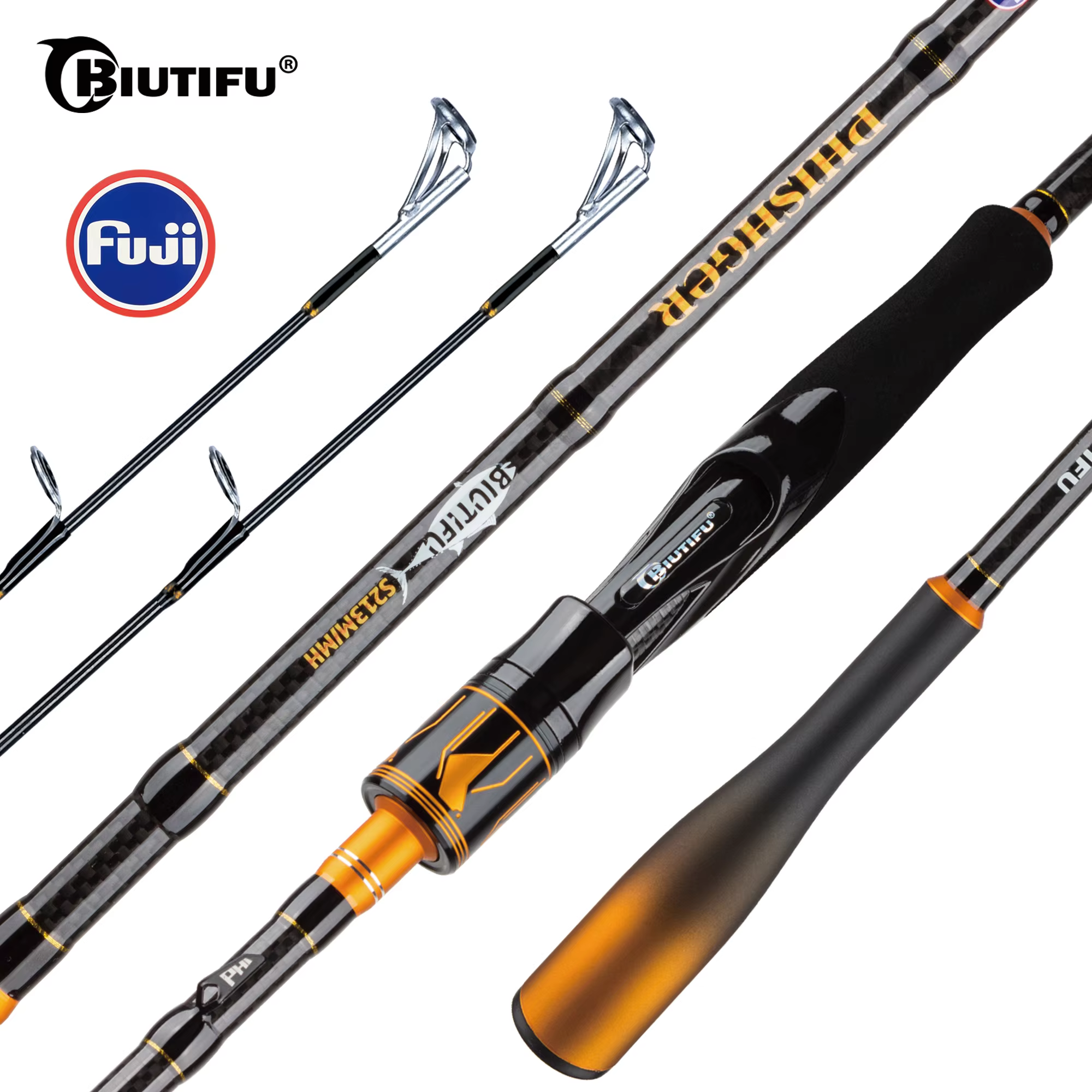 Caña Baitcasting Biutifu T1000 de Carbono – 2 secciones 1,80‑2,70 m para lucio - imagen 2