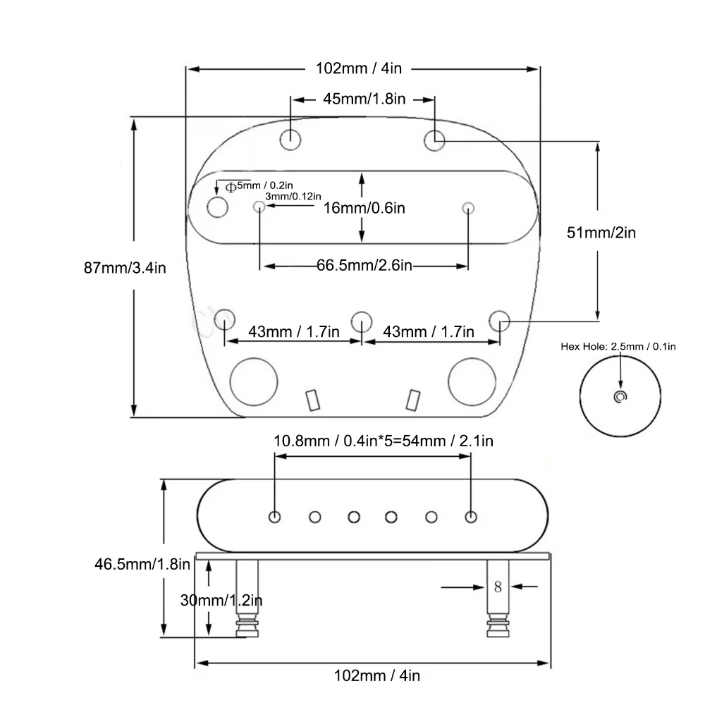 Puente de trémolo para guitarra eléctrica con llave Allen - imagen 5