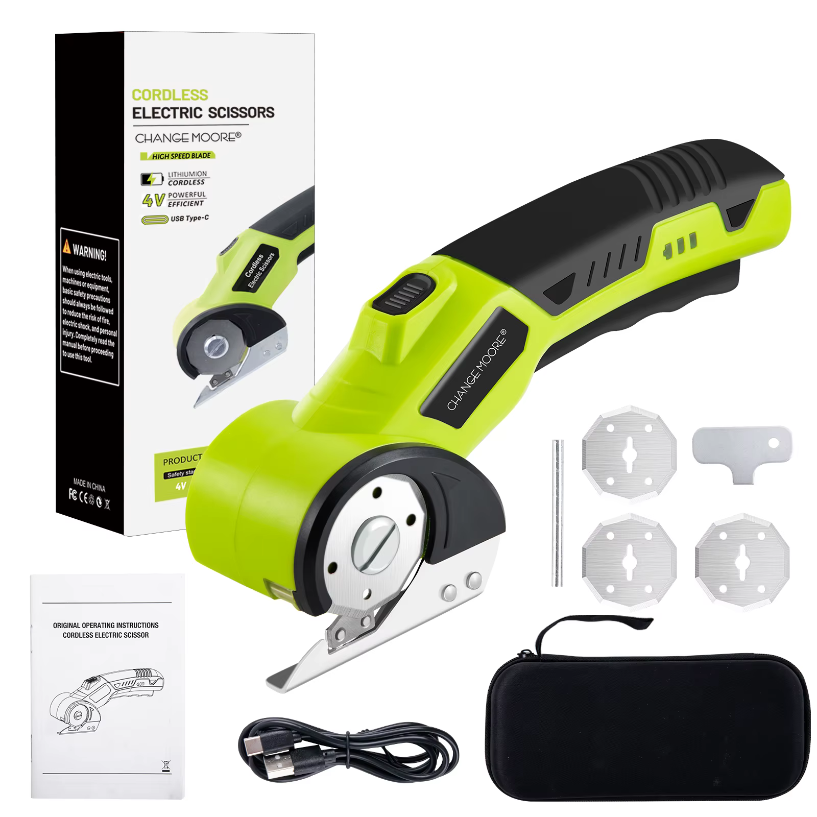 Tijeras eléctricas CHANGE MOORE USB para cortar tela y cuero