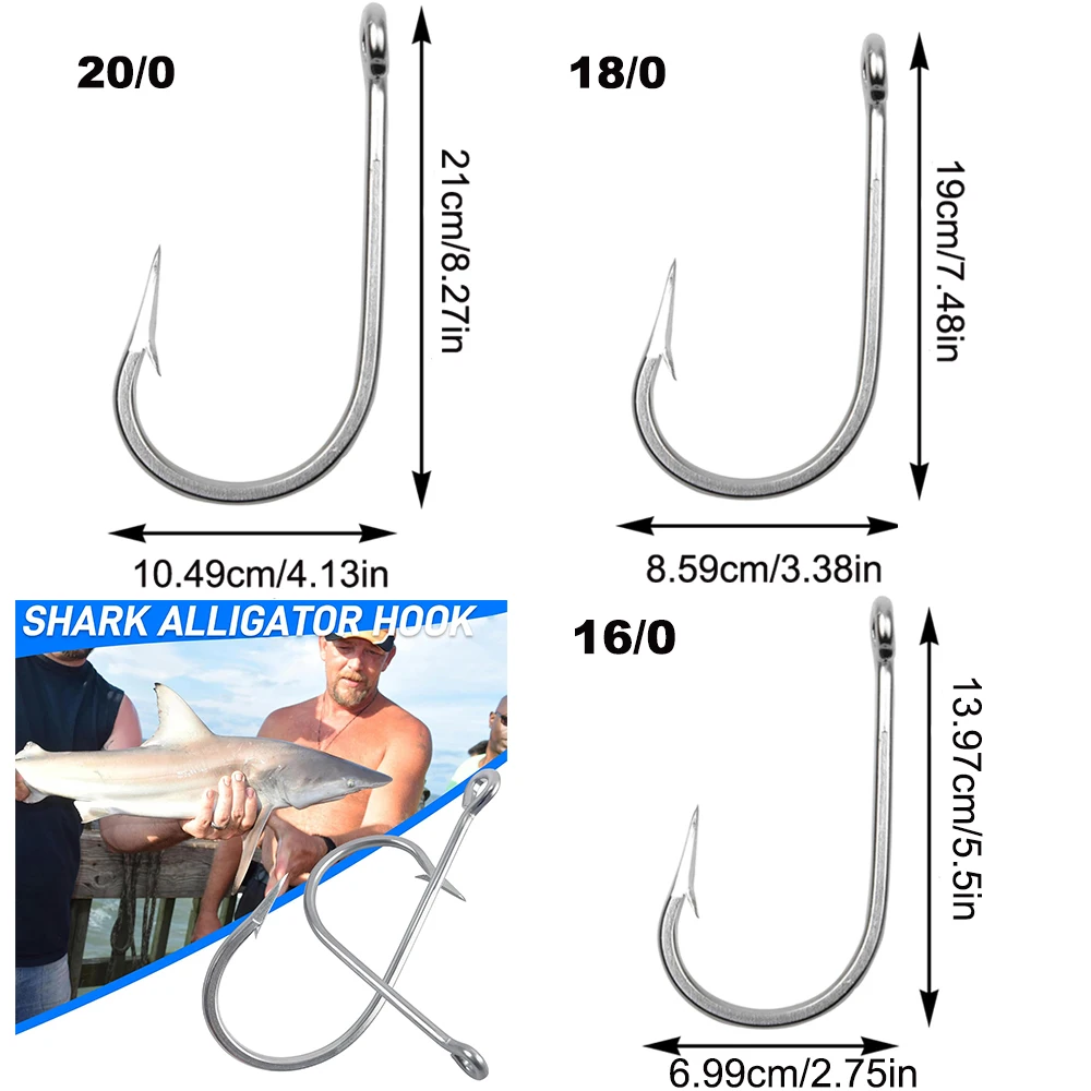 Anzuelos Acero Inoxidable Extra Fuertes – Para Tiburón y Atún en Agua Salada - imagen 3