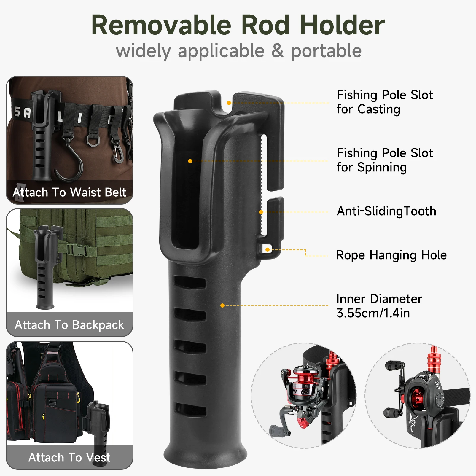 SAN LIKE Funda caña + Cinturón vadear nailon + Poste portátil - imagen 5