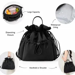 Bolsa térmica impermeable con cordón y asa portátil de capacidad