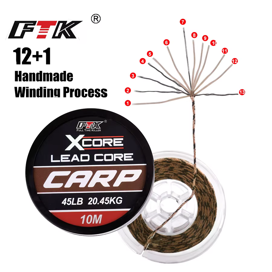 FTK Leadcore Trenzada 35-55LB – 10 metros para Hair Rigs de Carpa