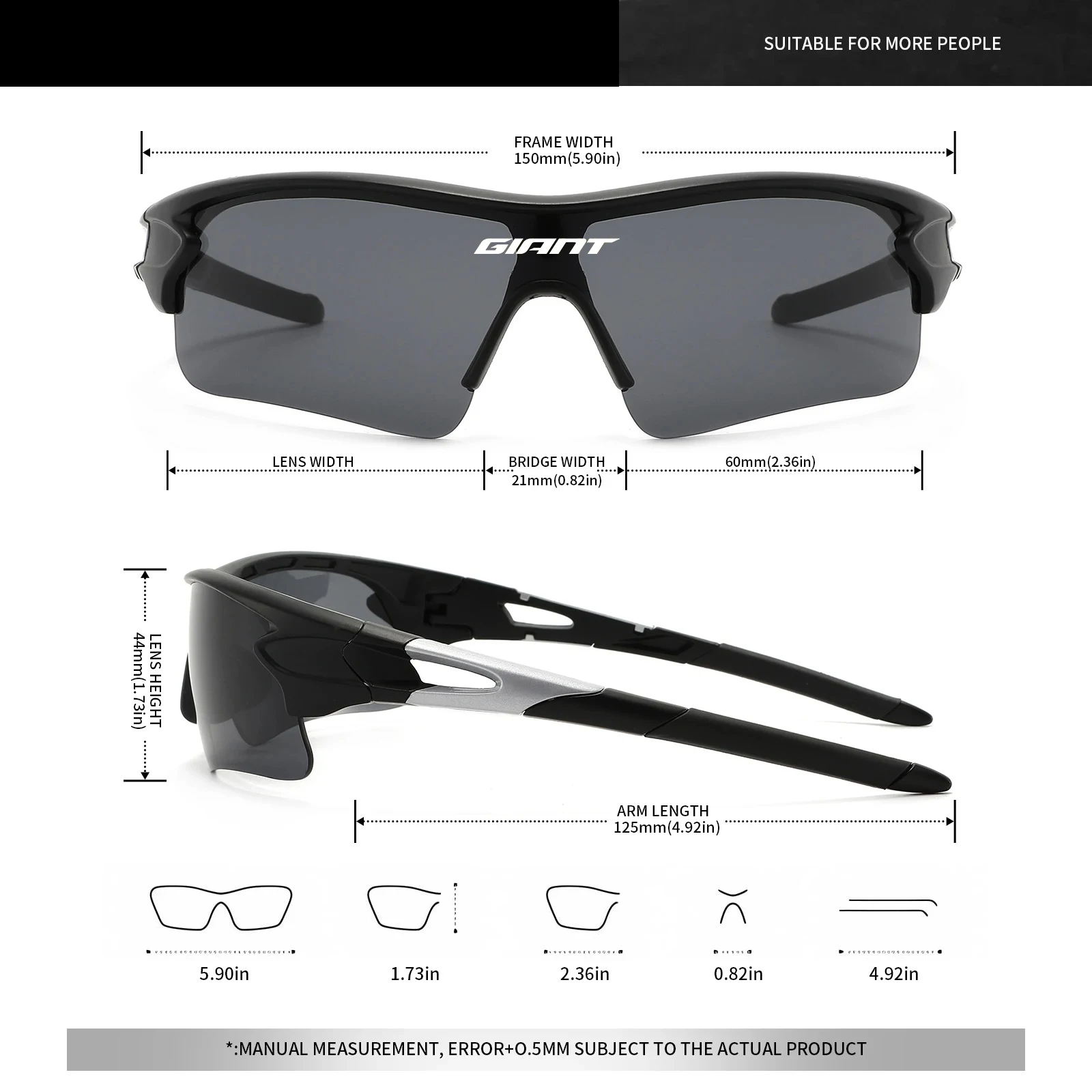 Gafas lateral mostrando curva envolvente