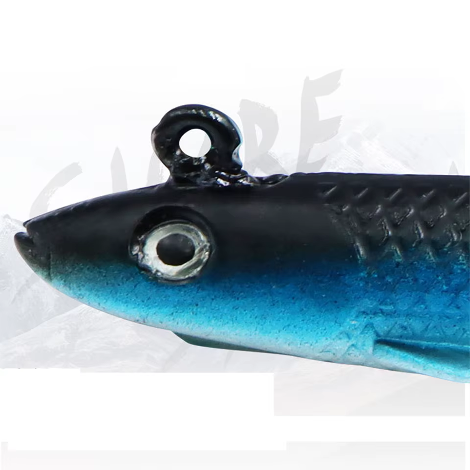 Señuelo blando para lubina Swimbait con cola paleta y jig head - imagen 2