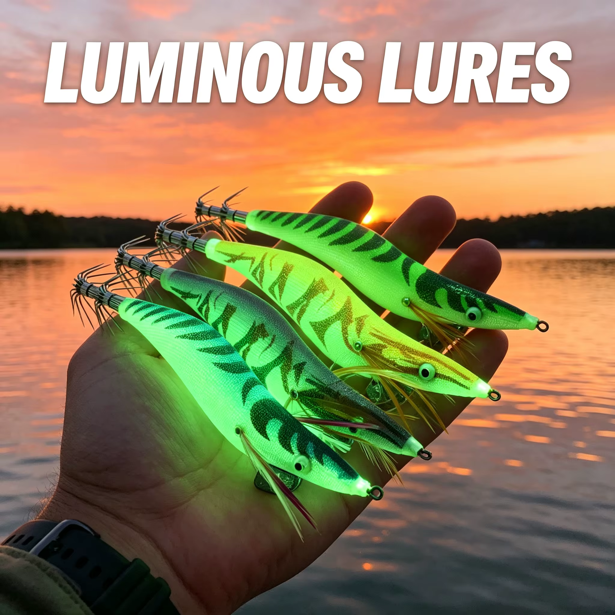 Señuelo Luminoso de Madera para Calamar – Anzuelos Premium Nocturno - imagen 3