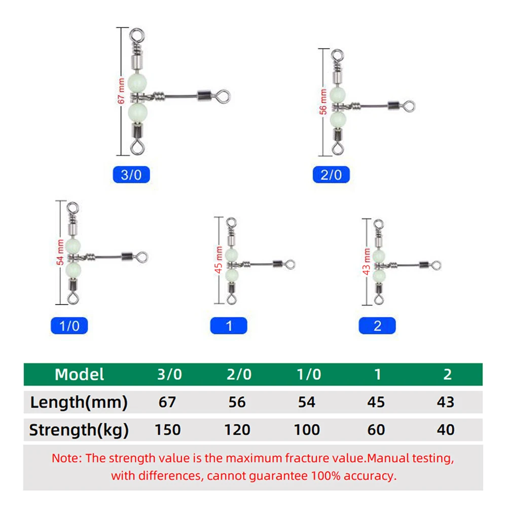 Conector de pesca con swivel y cuentas luminosas