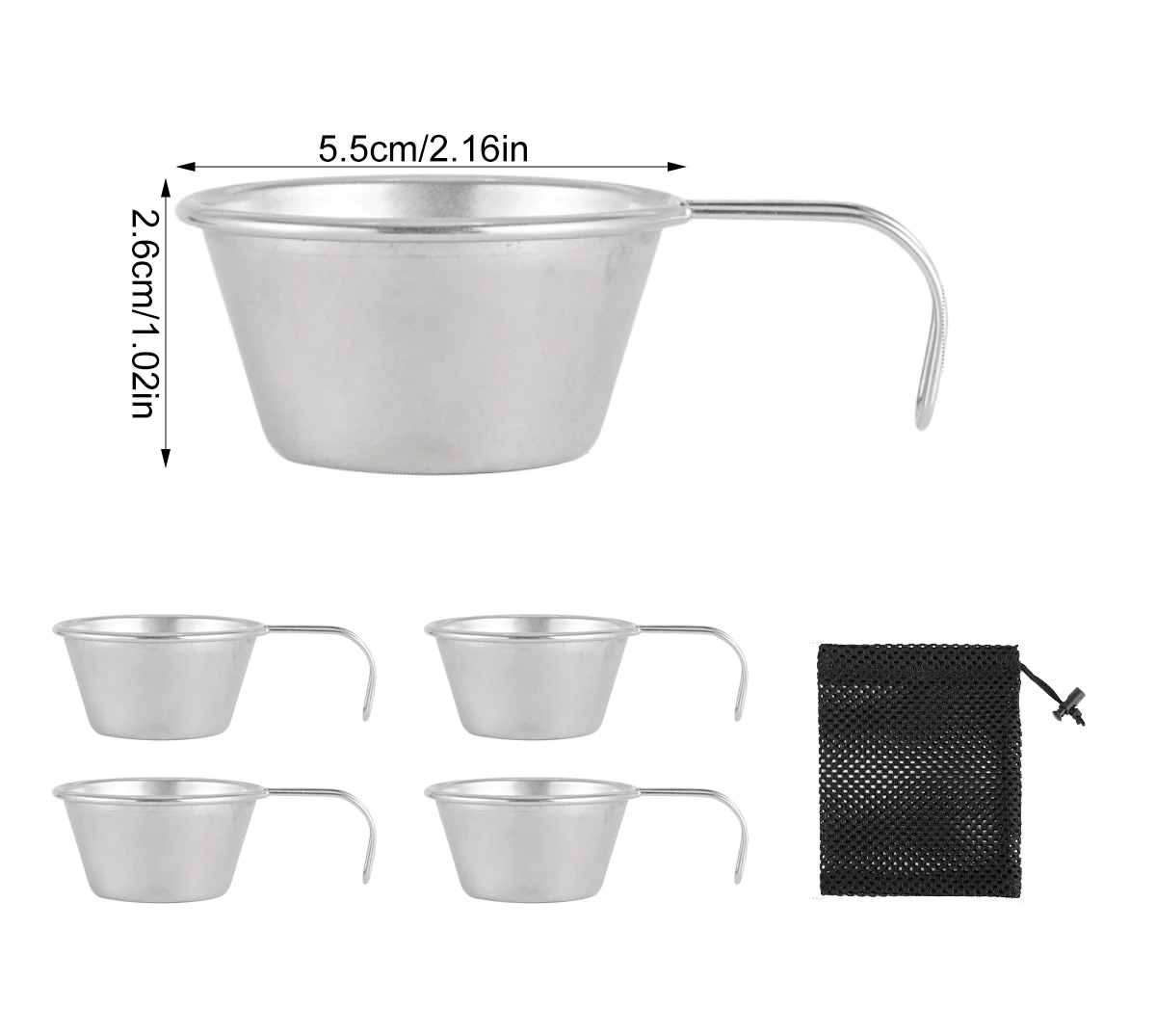 Vasos de chupito de acero inoxidable portátiles con bolsa - imagen 2