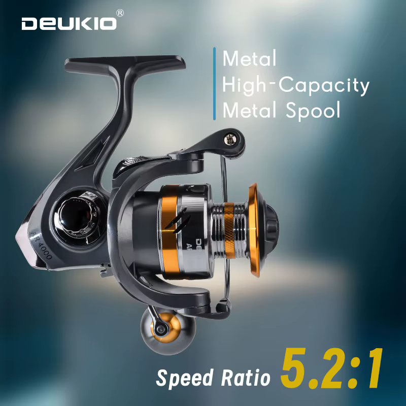 Carrete giratorio DEUKIO de metal – Para carpa y pesca en mar - imagen 5