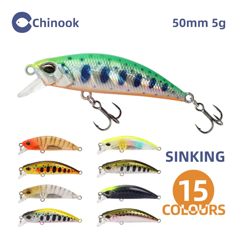CHINOOK Minnow hundimiento Wobblers jerkbait para lubina costera - imagen 5