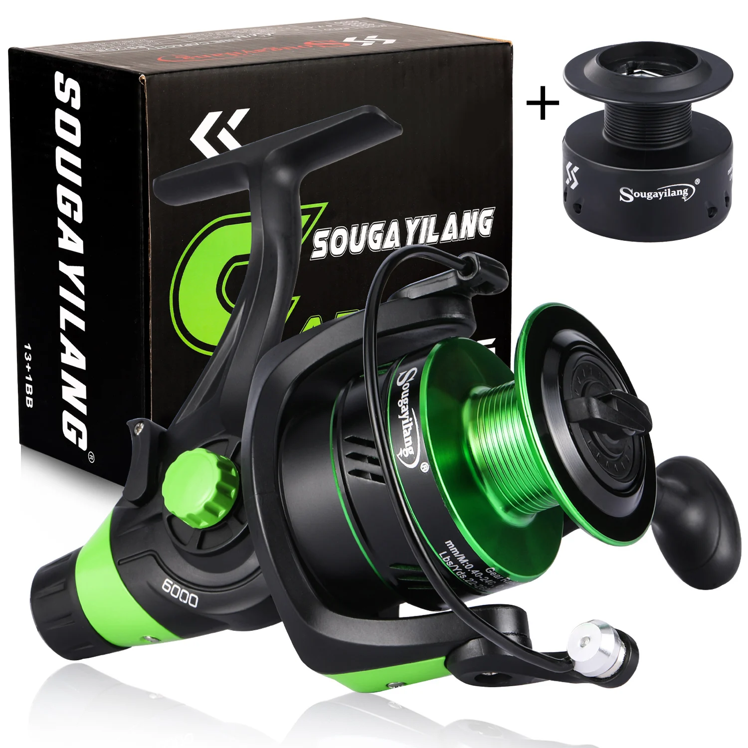 Sougayilang carrete de pesca agua salada 2000-6000 velocidad carpa