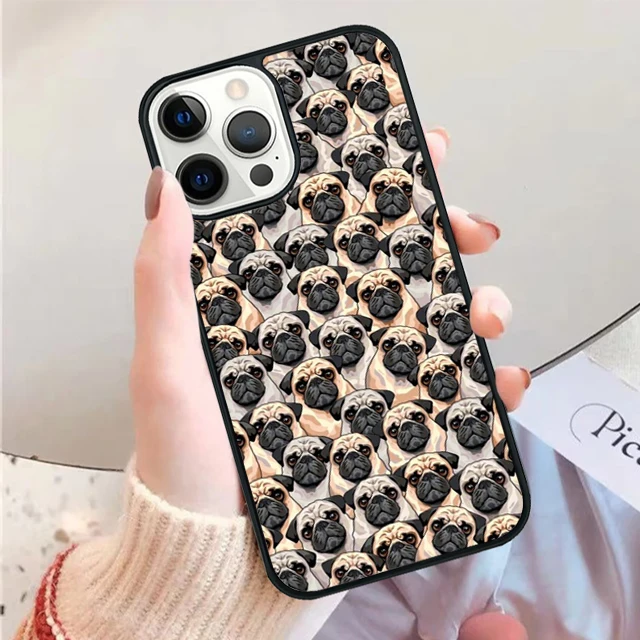 Vista del diseño Pug en la funda