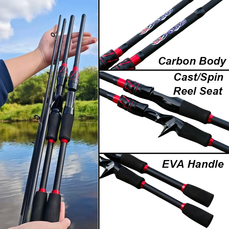 Caña baitcasting multisección de carbono con anillas cerámica acción ML - imagen 2
