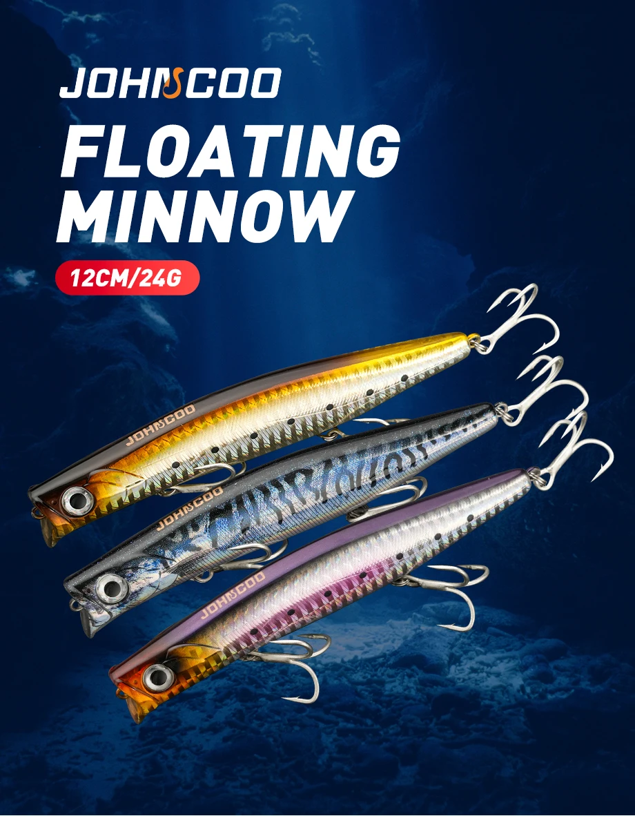 Señuelo Johncoo minnow flotante con impresión 3D realista