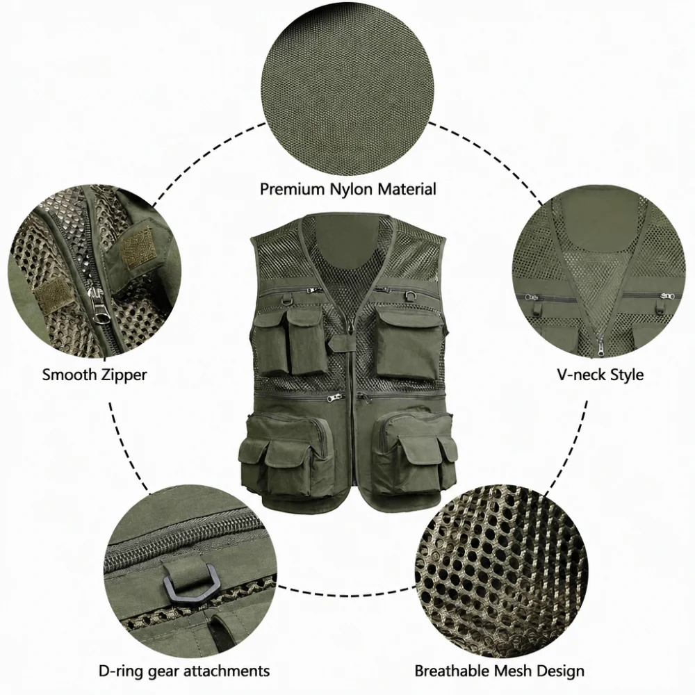 Detalle de bolsillos y diseño utilitario