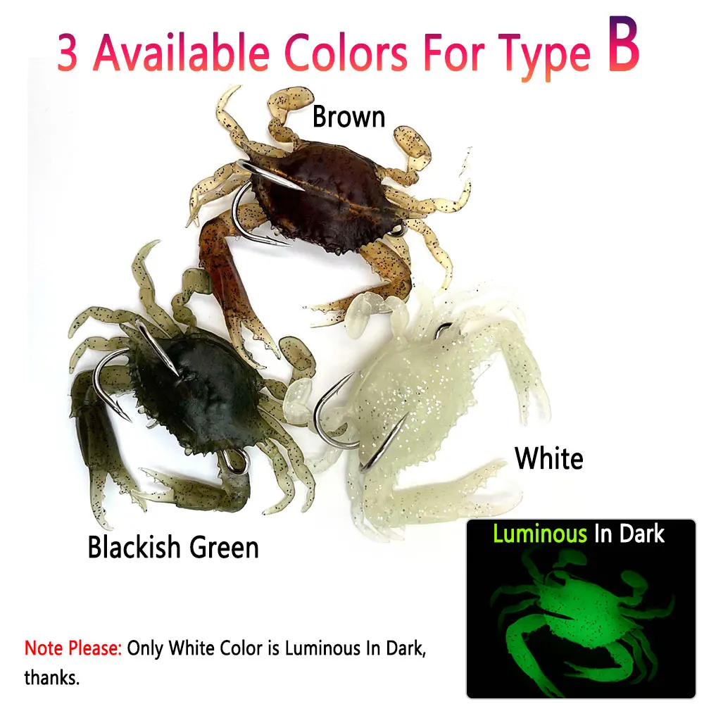 Bimoo Señuelo de cangrejo 3D con anzuelo doble para pesca marina - imagen 2