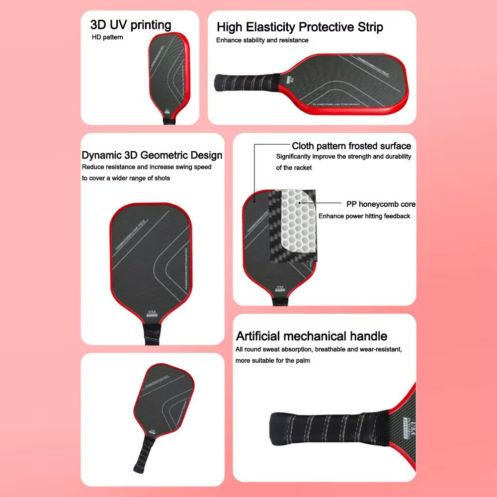 Pala de Pickleball T700 Fibra de Carbono – Aprobada USAPA, Agarre Antideslizante