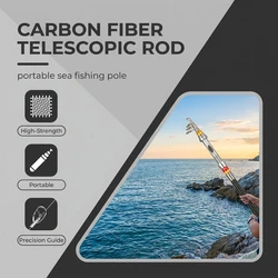 Caña de pesca telescópica en carbono ultraligero portátil