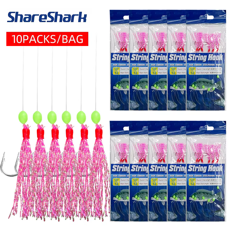 ShareShark Aparejo de pesca con anzuelos y cuentas luminosas