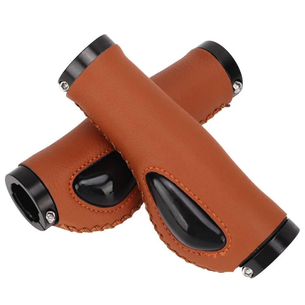 Empuñaduras de cuero para bicicleta con doble bloqueo ergonómico - imagen 4